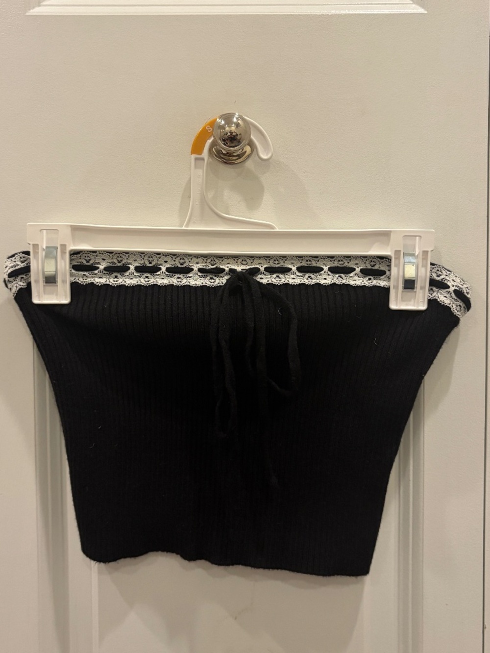 Edikted Khloe Lacey Bow Ribbon Knit Tube Top